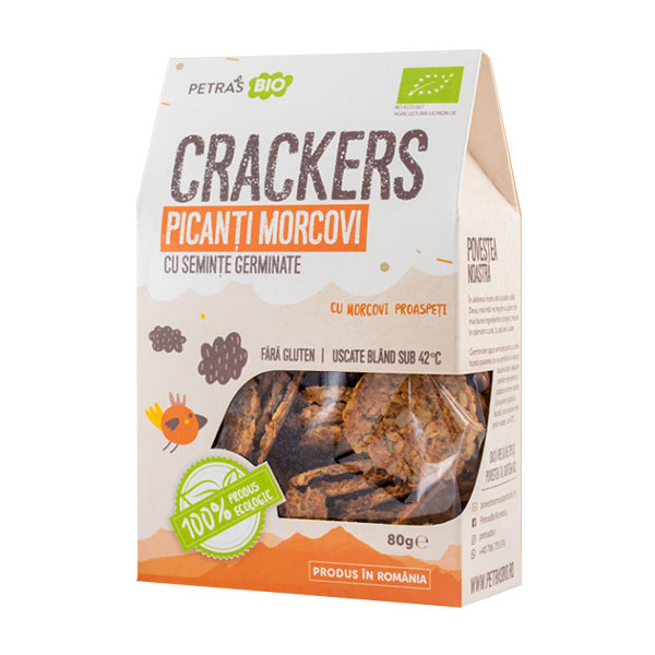 Crackers picanti morcovi cu seminte germinate BIO Petras Bio - 100 g imagine produs 2021 Petras Bio